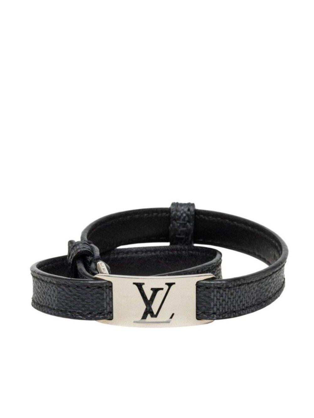 Louis Vuitton Damier Graphite Bracelet Sign It 19 Black Silver Metal